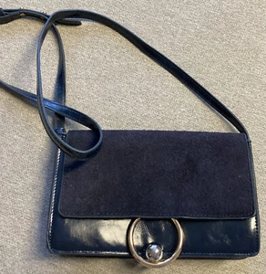MANGO MNG Crossbody Blue Leather Purse - Picture 1 of 11
