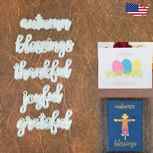 Fall Thanksgiving Words Cutting Dies - Thankful Blessings Grateful Joyful Autumn - Picture 1 of 7