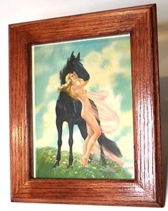 Vintage 1936 Irene Patten Art Deco Pin-Up Aktdruck im handgefertigten Eichenrahmen - Bild 1 von 5