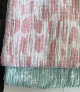 TWO Aden + Anais Cotton Muslin Receiving Swaddle Blanket pastel 42X42 VGC - Picture 1 of 3