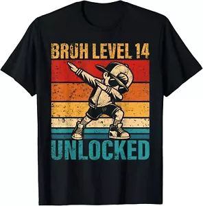 14 Years Old Birthday Dabbing Boy Bruh Level 14 Unlocked T-Shirt Hoodie - Picture 1 of 11