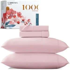 Carressa Linen Luxury Egyptian Cotton Sheets Queen Size - 1000 Thread Count S... - Picture 1 of 9