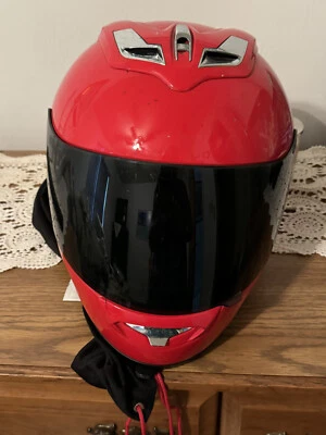 Ícone, motocicleta, capacete, tecnologias de asfalto, GG, vermelho, viseira, bolsa. - Imagem 1 de 4