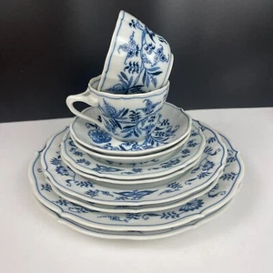 BLUE DANUBE Japan 10 Piece Two Place Settings Set Tea Cups Tripod Handle - Picture 1 of 13