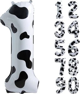 Cow Print Balloon Birthday Decorations Supplies,40 Inch Number 1 Balloon | Cowgi - Picture 1 of 12