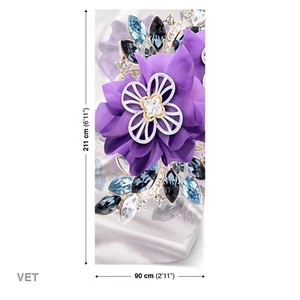 Türtapeten Selbstklebende Wandbild Tür 3D Lila Schwan Blumen 1489 - Picture 1 of 2