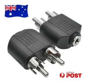 2pcs 3.5mm AUX Female Port to 2RCA Male Plug Audio Adapter Splitter Connector AU - Picture 1 of 1