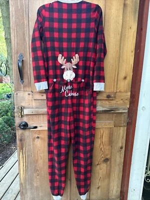 Faded Glory Pijama Mujer Una Pieza-Rojo y Negro Cuadros, Alce Furgón L Foto 1 de 4