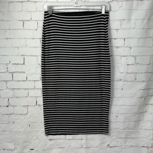 Old Navy Skirt Womens Medium Bodycon Pull On Pencil Straight Striped Black White - Picture 1 of 7