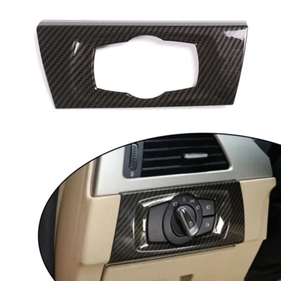 For BMW 3Series E90 E92 E93 04-12 Headlight Switch Frame Cover Carbon Fiber ABS - Imagem 1 de 4