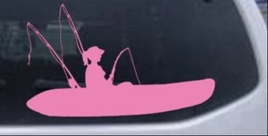 Niña Mujer Kayak Pesca Coche o Camión Ventana Laptop Calcomanía Adhesiva Rosa 6X3.7 - Imagen 1 de 1