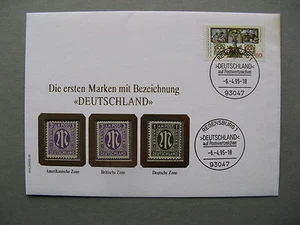 GERMANY BRD, cover FDC 1995, Regensburg, Name on stamps Deutschland - Picture 1 of 1