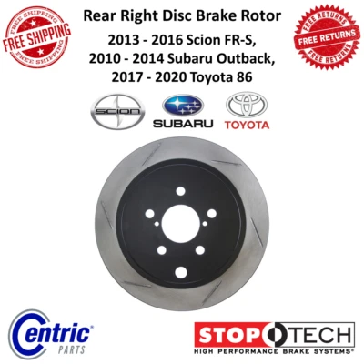 Rotores de freno de disco trasero derecho ranurados deportivos StopTech para Scion FR-S y Subaru BRZ Foto 1 de 4