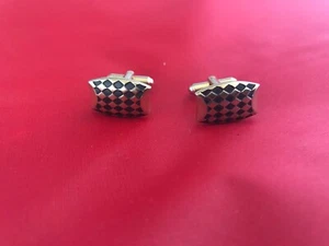 Black & Gold Tone Vintage HICKOK Cuff Links - Picture 1 of 6