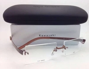 Neue KAZUO KAWASAKI Brille MP 704 43 51-19 Titan Randlos Braun mit Demogläsern - Bild 1 von 12