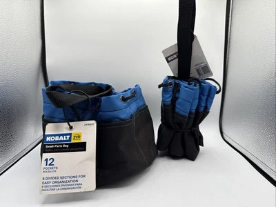 Lot Of 2 ! Kobalt 2416937 Small Parts Bag Black Blue 12 Pockets Divided Sections - Image 1 of 4