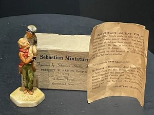 Vintage 1946 Sebastian Miniatures Bob Cratchit & Tiny Tim P.W. Baston Orig Box - Picture 1 of 10