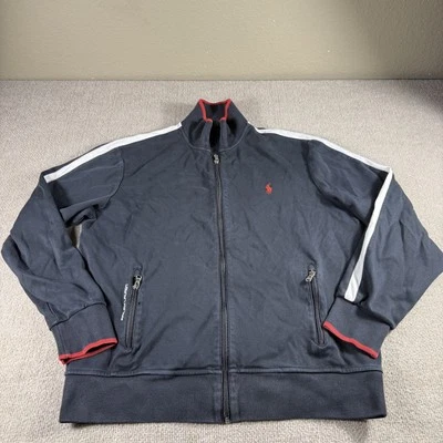 Chaqueta Ralph Lauren Para Hombre Extra Grande Negra Roja Pista Cremallera Completa Atlética Retro Foto 1 de 4