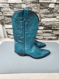 ACME seltene Vintage blaue Shorty Cowgirl Cowboy Western Stiefel Damengröße 7,5 neu aus altem Lagerbestand - Bild 1 von 10