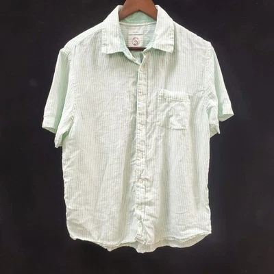Panama Jack Mens Striped Linen Button Up Shirt Size L Green Costal Beach Preppy - Image 1 of 4