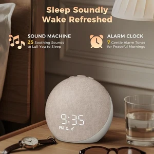 White Noise Machine: 25 Natural Sounds Bluetooth Speaker Digital Alarm Clock - Picture 1 of 7