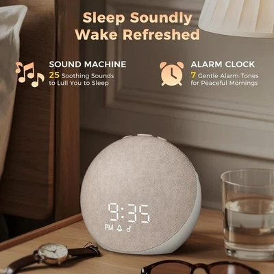 White Noise Machine: 25 Natural Sounds Bluetooth Speaker Digital Alarm Clock - Image 1 of 4