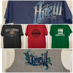 Surf T-Shirt Cutoff Tank Confezione 5 Pezzi O’Neill Quicksilver BillaBong Large Medium - Foto 1 di 16