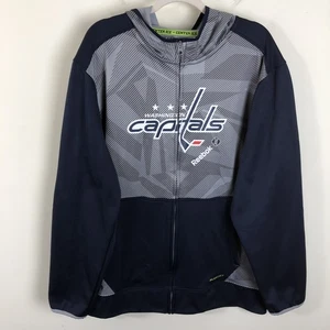 Washington Capitals Reebok Center Ice Collection Full Zip Hoodie Sz XL Gray Navy - Picture 1 of 18