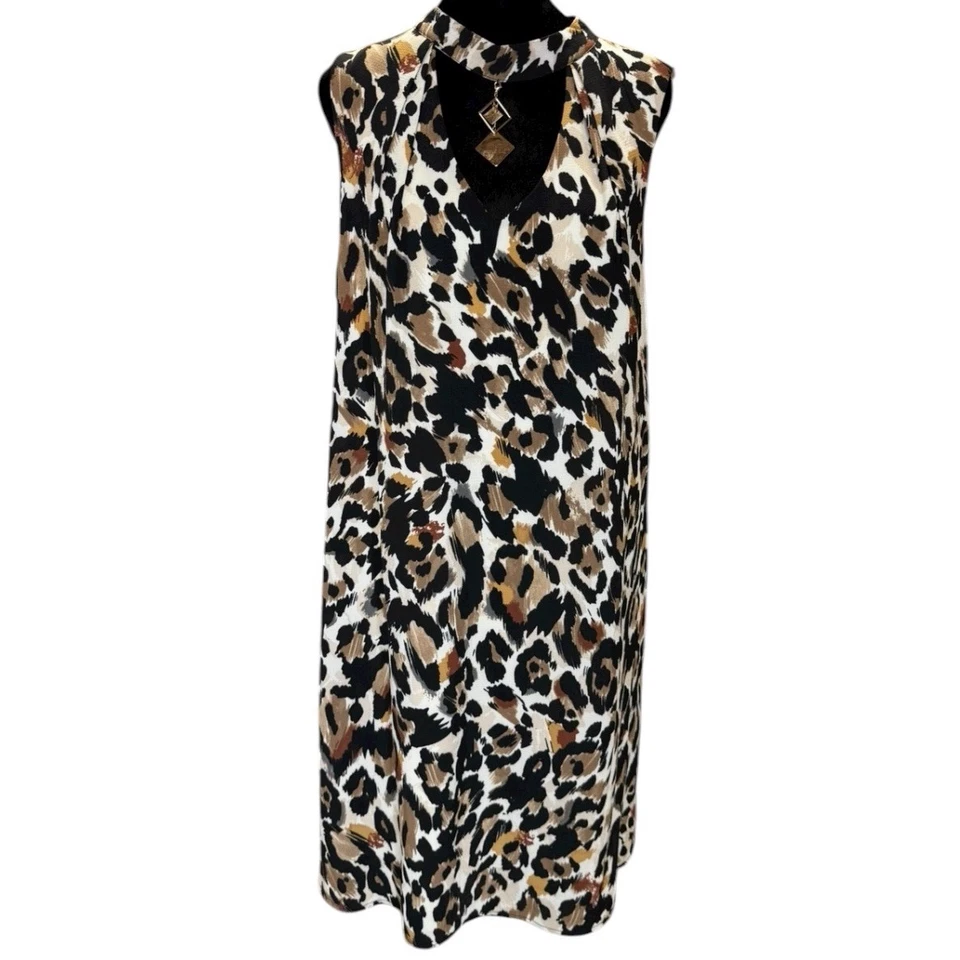 Lux II Women’s 14 NWT Leopard Animal Print Sleeveless Dress Party Sexy Choker - Image 1 of 4