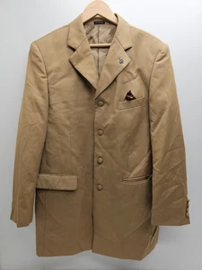 Soprano Tan Blazer Sport Coat Jacket Men's 4-Button Polyester Rayon Size 40 Vtg - Picture 1 of 9