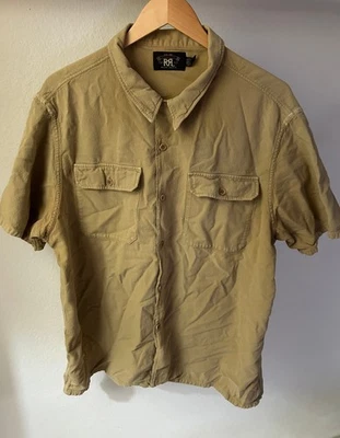 RRL Ralph Lauren Shirt 2XL, Men's Short Sleeve Collar Button Shirt beige brown - Image 1 of 4