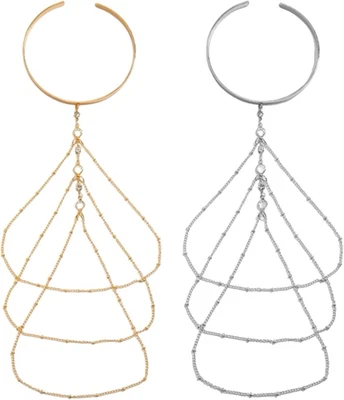 2 Stück Silber Gold Armreif Mit Quaste Oberarm Mehrlagige Armreif Armbänder Glit - Bild 1 von 4