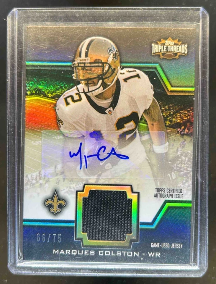 2011 Topps Triple Threads Marques Colston Auto Unity Jersey Sepia #66/75 Saints - Image 1 of 2