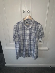 Rip Curl Shirt Mens XXL Checked Short Sleeve Button Up Blue White Surf - Picture 1 of 10