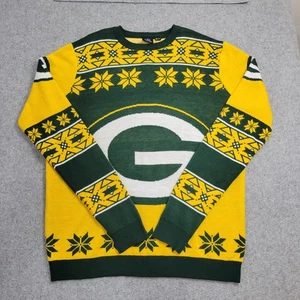 Maglione Green Bay Packers uomo XL verde giallo NFL calcio fiera isola fiocco di neve - Foto 1 di 15