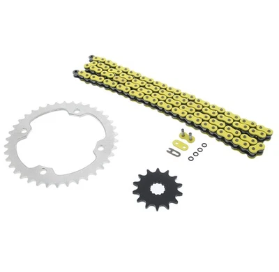 2004-2013 Yamaha YFZ450 520-96 Yellow O Ring Chain & Sprocket Silver 14/38 - Image 1 of 4