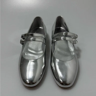 Christian Louboutin Sweet Jane Bailarina Zapatos Metálicos Plateados Para Mujer 38/US 8 Foto 1 de 4