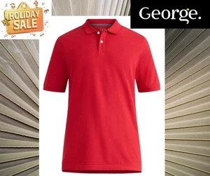 George Men’s size 3XL Pique Polo Shirt Color Red Samba NEW - Picture 1 of 15