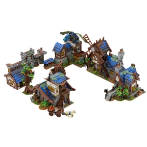 MOC: 5-in-1 Medieval Town Bundle with House, Windmill, Town Market 2164 Pieces - Picture 1 of 7