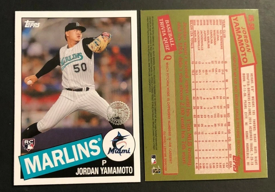 2020 Topps Series 1 1985 35th Anniversary #58 JORDAN YAMAMOTO Marlins RC  - Image 1 of 1