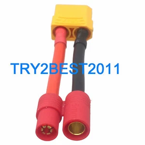HXT 6MM Bullet male to XT90 female Connector Adapter Cable 10AWG Wire for LiPo - Picture 1 of 4