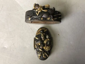 Y7907 FUCHIGASHIRA katana Japanese sword fittings Samurai warrior Japan antique - Picture 1 of 17