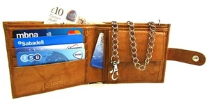New Real Soft Leather Chain Wallet Coin Pouch Credit Card Holder RFID Protection - Picture 1 of 48