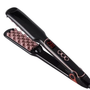 2-in-1 Hair Volumizing Iron Hair Straightener Ceramic Crimper Corrugated Curler - Picture 1 of 24
