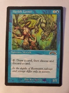 MTG Magic The Gathering Card Merfolk Looter Summon Merfolk Blue Exodus - Picture 1 of 2
