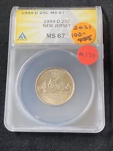 1999-D Washington Quarter New Jersey MS67 ANACS M170 - Picture 1 of 2