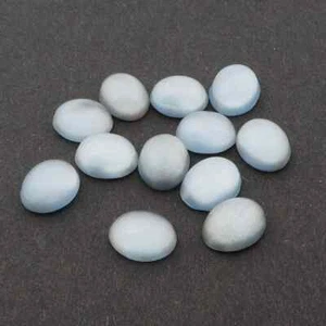 Lot (12) Vintage Czech blue satin moonglow oval glass cabochons 12x8mm - Picture 1 of 3