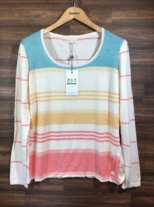 Barbour Cream/Multi Stripe “Current” Cotton/Merino Wool Jumper Size 16 BNWT - Picture 1 of 9