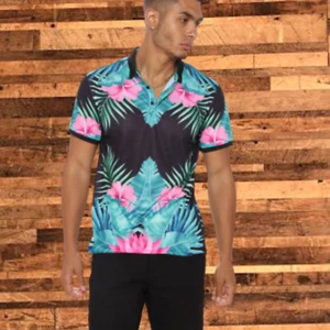 Island Of Tahiti Short Sleeve Polo - Multi Color Button Closure - Men's Sizes - Picture 1 of 3