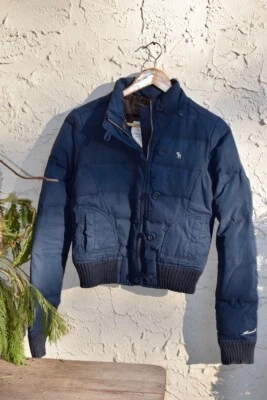 Chaqueta acolchada mujer abercrombie & fitch parka S vintage azul marino cremallera ajustada Foto 1 de 4